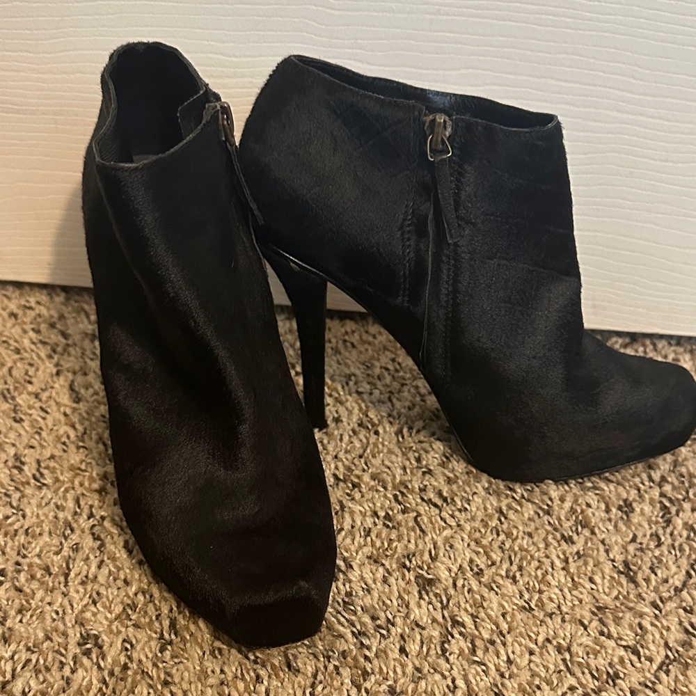 Elizabeth and James Black Suede Heeled Boots